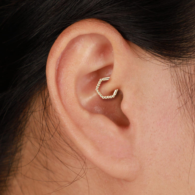 14K Solid Gold Bubble Daith Clicker Hoop Earring Cartilage Conch Tragus Septum Ring