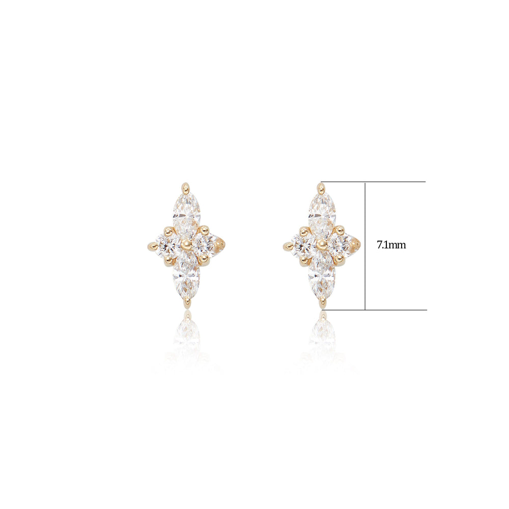 back view of 14K solid gold lab diamond labret stud push pin design nickel-free