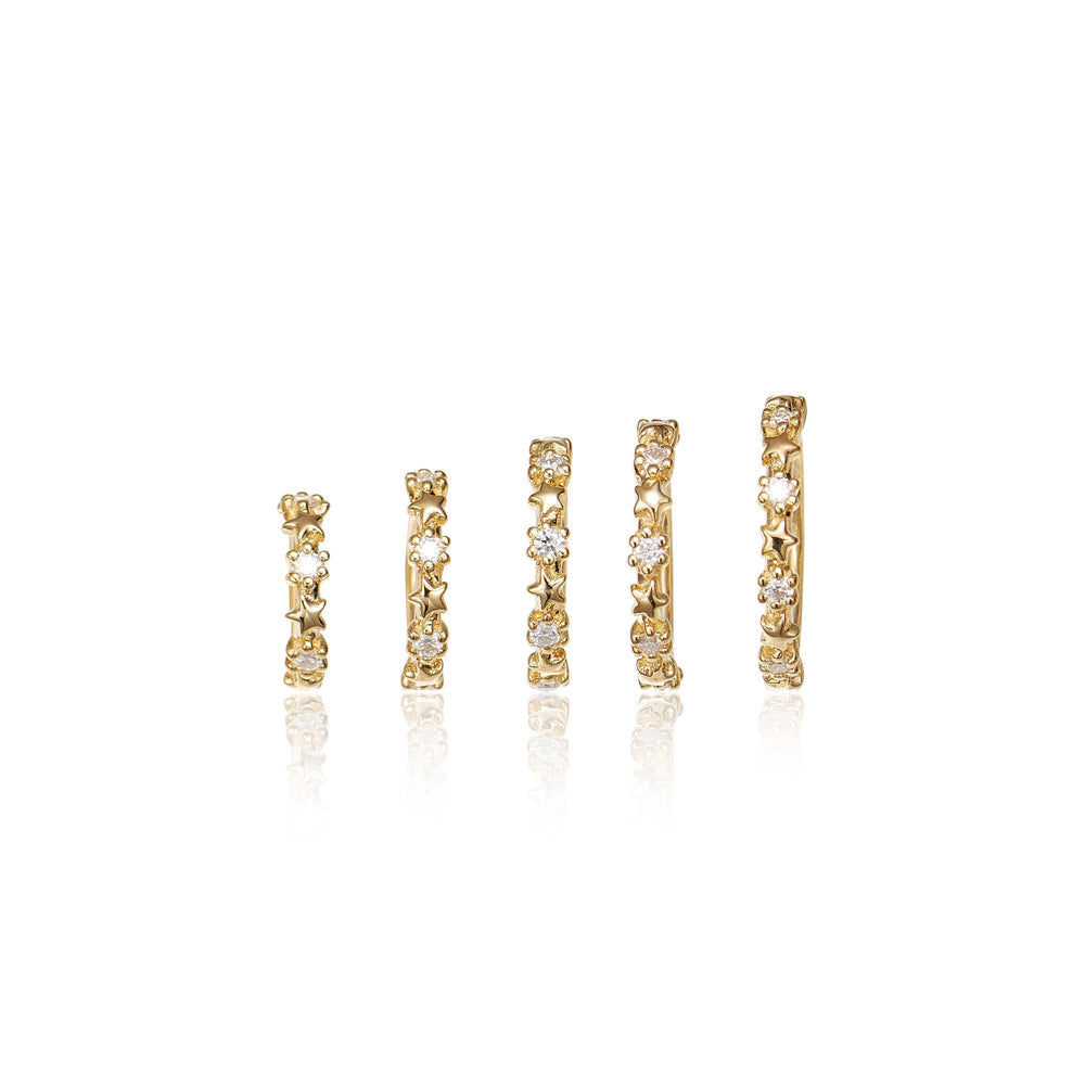 side angle of 14K solid gold lab diamond for conch piercing clicker hoop earring nickel-free