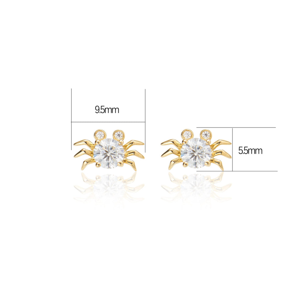 worn on model - 14K solid gold lab diamond flat back stud earring threadless design nickel-free