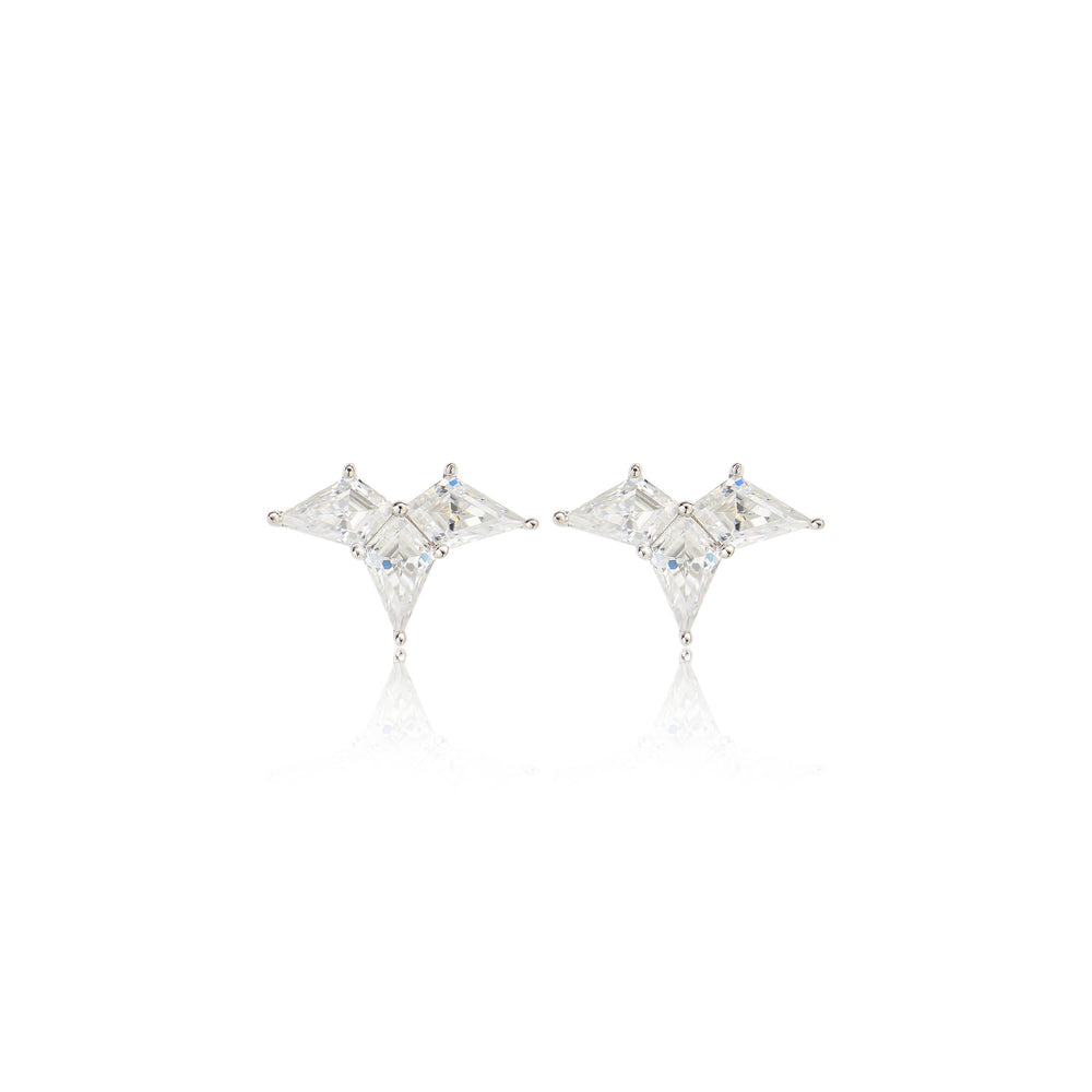 side angle of 14K solid gold moissanite for cartilage piercing flat back stud earring nickel-free