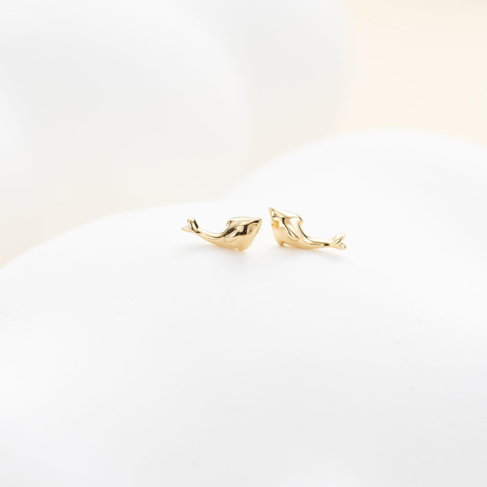 worn on model - 14K solid gold labret stud threadless design nickel-free