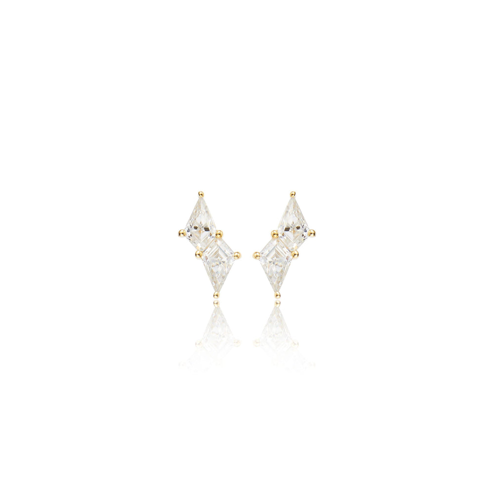 side angle of 14K solid gold moissanite for cartilage piercing flat back stud earring nickel-free
