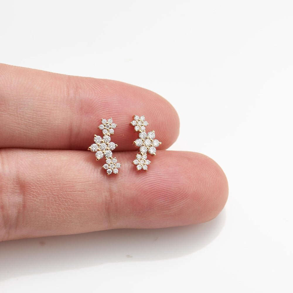 alternate view of 14K solid gold for helix piercing flat back stud earring threadless design 20g nickel-free