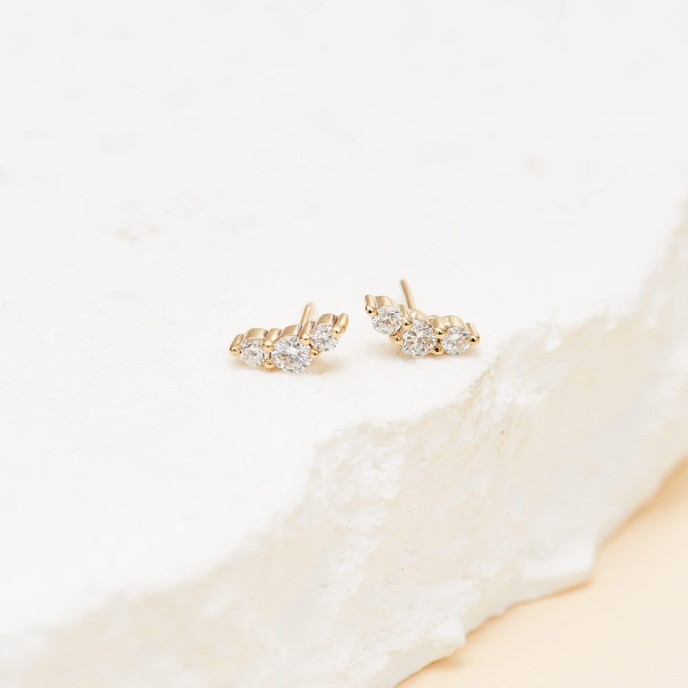 back view of 14K solid gold lab diamond push pin threadless flat back earring