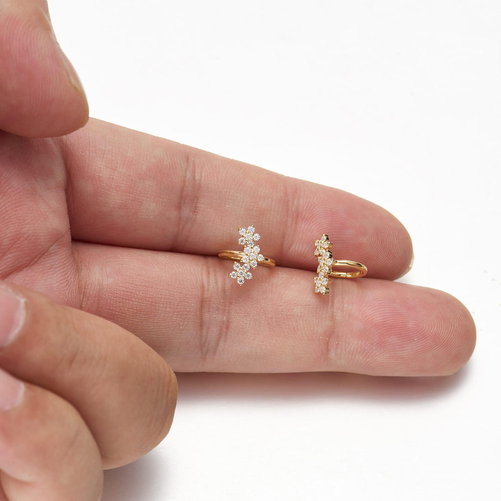 alternate view of 14K solid gold lab diamond floral for helix tragus rook piercing clicker hoop earring 16g nickel-free