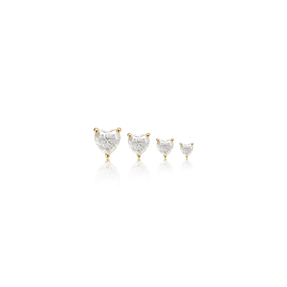 2.5-5mm Heart Lab Diamond Threadless Cartilage Flat Back Stud Earring in 14K Solid Gold