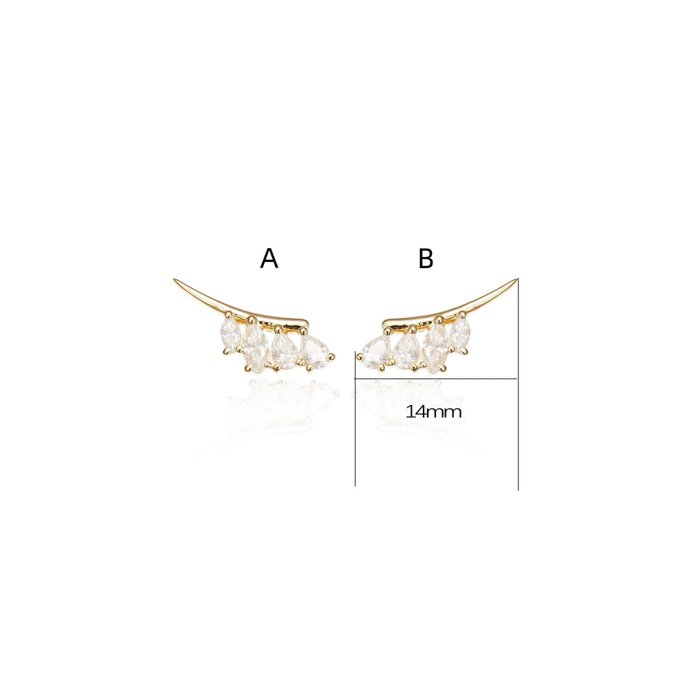 worn on model - 14K solid gold lab diamond climber earring threadless design nickel-free