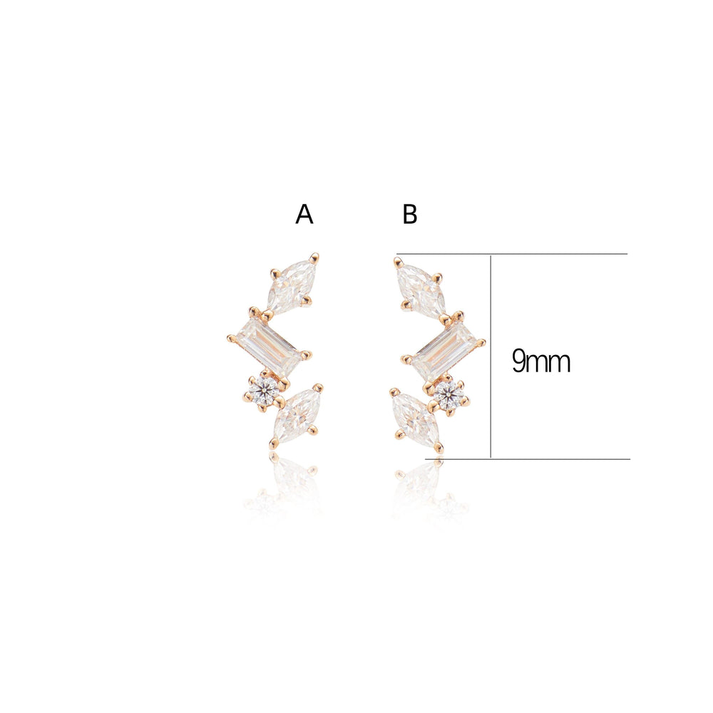 worn on model - 14K rose gold lab diamond for cartilage piercing flat back stud earring threadless design nickel-free
