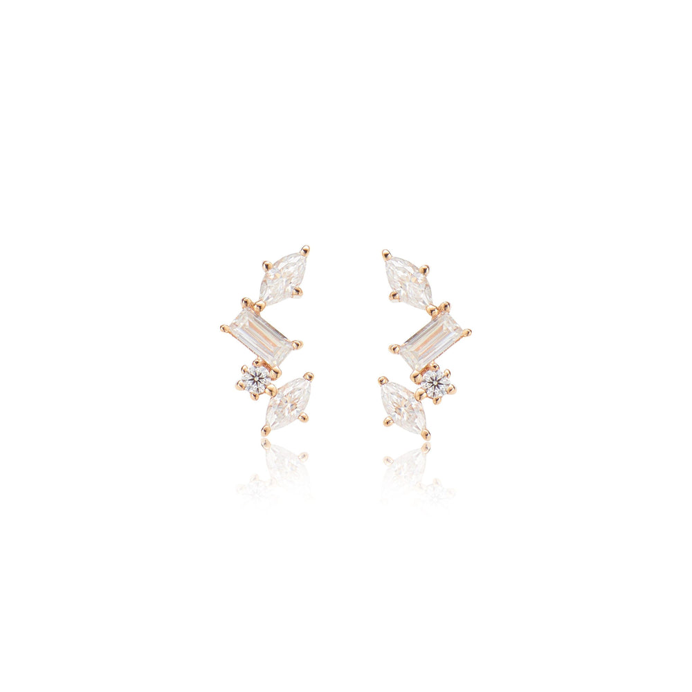 side angle of 14K rose gold lab diamond for cartilage piercing flat back stud earring threadless design nickel-free