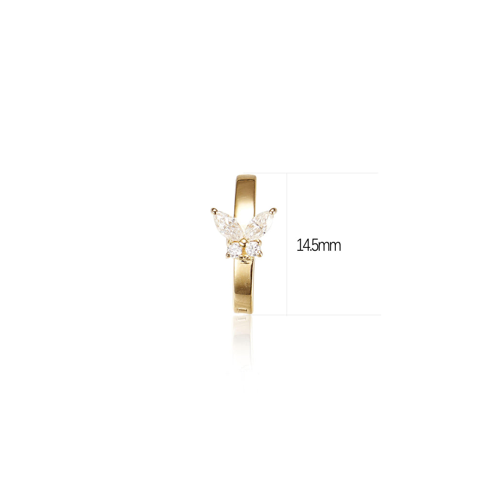 additional perspective of 14K solid gold marquise-cut lab diamond butterfly for navel piercing belly button ring nickel-free