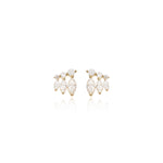 14K Solid Gold Marquise Lab Diamond Cartilage Flat Back Stud Earring
