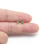 14K Solid Gold  Moss Agate Cartilage Flat Back Earrings