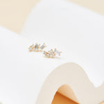 14K Solid Gold Baguette Lab Diamond Cartilage Stud Earring