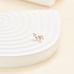14K Rose Gold Lab Diamond Cartilage Earring: Solid Gold Threadless Flat Back Studs