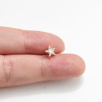 14K Solid Gold Lab Diamond Stars Threadless Cartilage Flat Back Stud Earring