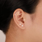 Princess Cut Lab Diamond Flat Back Earrings in 14K Solid Gold