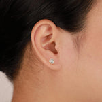 14K White Gold Moonstone Threadless Cartilage Flat Back Stud Earring