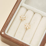 14K Solid Gold Lab Diamond Snowflake Earlobes Flat Back Stud Earring
