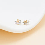 14K Solid Gold Fan Lab Diamond Flat Back Earring