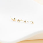 14k Solid Gold Dolphin Threadless Push Pin Flat Back Stud Earring