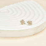 14K Solid Gold Lab Diamond Clover Cartilage Earring: Threadless Flat Back Stud
