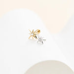 14K Solid Gold Lab Diamond Star Cartilage Threadless Flat Back Earring