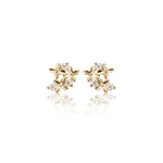 14K Solid Gold Lab Diamond Clover Cartilage Flat Back Stud Earring