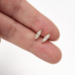 14K Solid Gold Oval Lab Diamond Cartilage Earring: Threadless Push Pin Stud