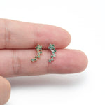 14K Solid Gold Round Moss Agate Cluster Earring  Threadless Flat Back Stud