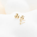 14K Solid Gold Tiny Trinity Ball Threadless Push Pin Flat Back Labret