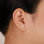14K Solid Gold Lab Diamond Iris Push Back Stud Earring