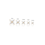 14K Solid Gold L-Shaped Lab Diamond Nose Studs 18G