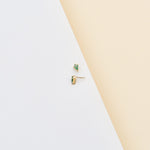 14K Solid Gold Kite Moss Agate  Cartilage Threadless Flat Back Stud Earring