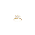 14K Solid Gold Baguette Lab Diamond Curved Cartilage Flat Back Stud Earring