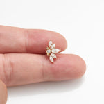 14K Gold Lab Diamond Lotus Cartilage Earring: Threadless Flat Back Stud