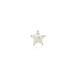 14K Solid Gold Lab Diamond Stars Threadless Cartilage Flat Back Stud Earring