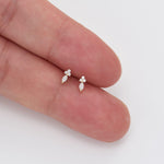 14K Solid Gold Lab Diamonds Push Pin Labret Stud, Threadless Flat Back Earring