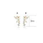 14K Solid Gold Lab Diamond Butterfly Cartilage Earring: Threadless Flat Back Stud