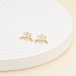 14K Solid Gold Baguette Lab Diamond Curved Cartilage Flat Back Stud Earring