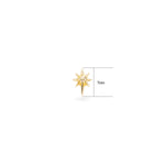 14K Solid Gold Star Threadless Cartilage Flat Back Stud Earring