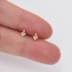 14K Solid Gold Lab Diamond Threadless Push Pin Labret Stud