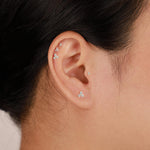 14K Solid Gold Lab Diamond Trinity Threadless Cartilage Flat Back Stud Earring