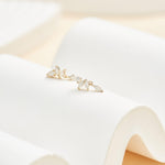 14K Solid Gold Lab Diamond Dangle Cartilage Earring: Threadless Flat Back Stud