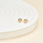 14K Solid Gold Moonstone Threadless Flat Back Earring