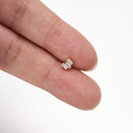 14K Solid Gold Baguette Lab Diamond Threadless Push Pin Flat Back Stud Earring