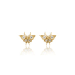 14K Solid Gold Lab Diamond Butterfly Cartilage Stud Earring
