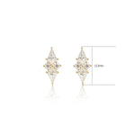 14K Solid Gold Kite Cut Moissanite Flat Back Earring