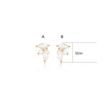 14K Solid Gold Marquise Lab Diamond Threadless Flat Back Stud Earring