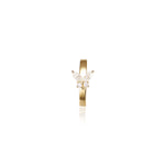 14K Solid Gold Clicker Belly Button Ring Marquise Lab Diamond Butterfly Navel Jewelry